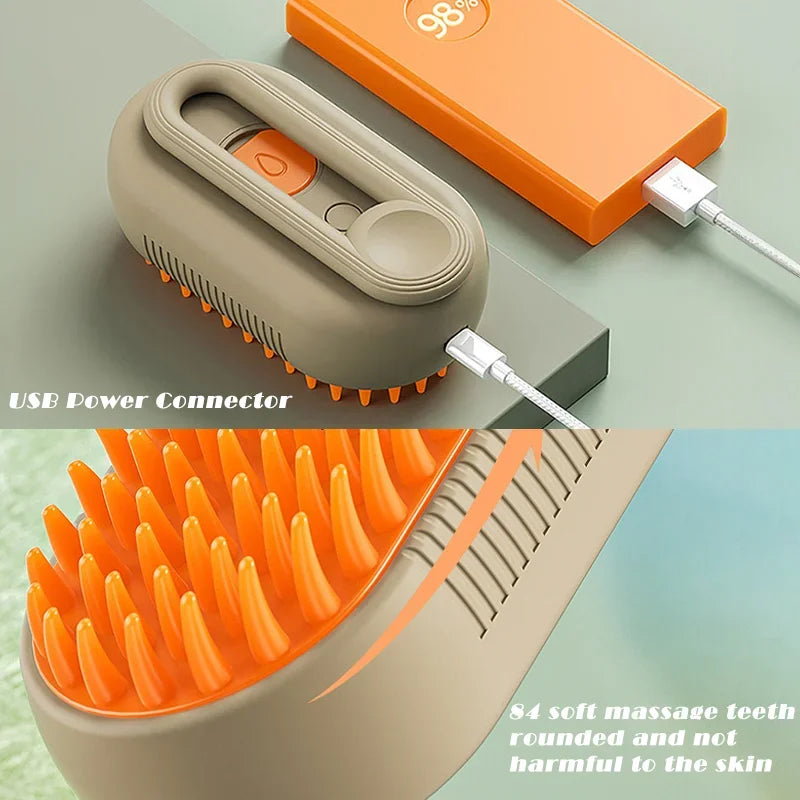 3-in-1 Steamy Cat Brush – Hair Remover & Massage