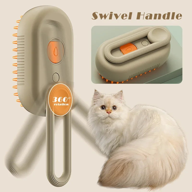 3-in-1 Steamy Cat Brush – Hair Remover & Massage