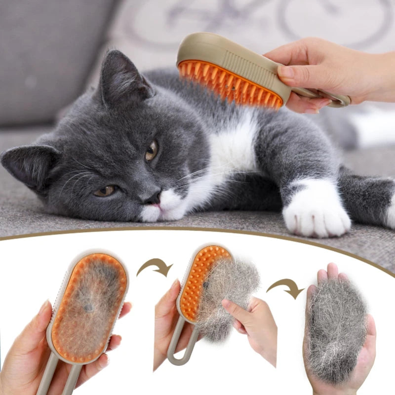 3-in-1 Steamy Cat Brush – Hair Remover & Massage