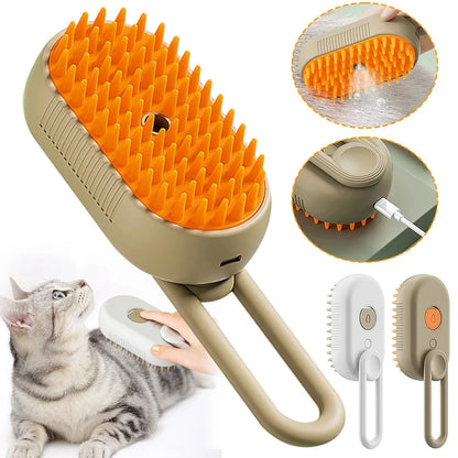 3-in-1 Steamy Cat Brush – Hair Remover & Massage
